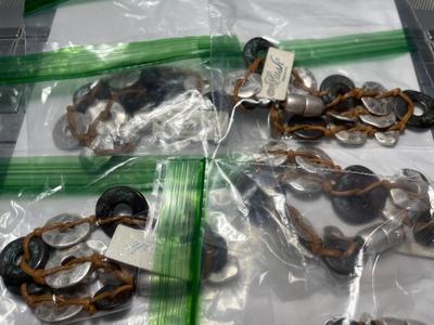 Lot of (6) Vintage New w/Tags Metal Washer Disc Bracelets w/Magnetic Clasp 7.25" Long as Pictured.