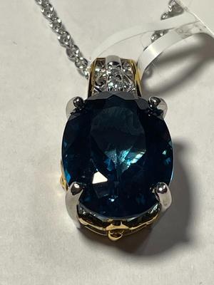 "Gems En Vogue" New Never Worn Sterling Silver & Palladium Alloy Pendant w/Chain Fantastic Quality as Pic'd.