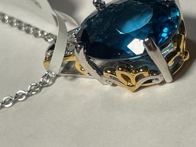 "Gems En Vogue" New Never Worn Sterling Silver & Palladium Alloy Pendant w/Chain Fantastic Quality as Pic'd.