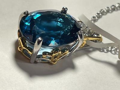 "Gems En Vogue" New Never Worn Sterling Silver & Palladium Alloy Pendant w/Chain Fantastic Quality as Pic'd.