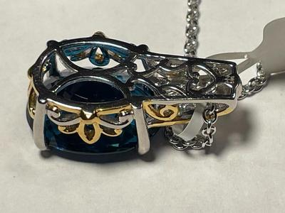 "Gems En Vogue" New Never Worn Sterling Silver & Palladium Alloy Pendant w/Chain Fantastic Quality as Pic'd.