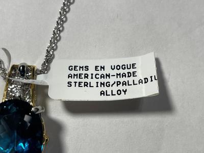 "Gems En Vogue" New Never Worn Sterling Silver & Palladium Alloy Pendant w/Chain Fantastic Quality as Pic'd.