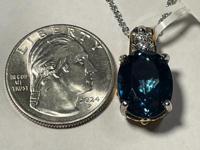 "Gems En Vogue" New Never Worn Sterling Silver & Palladium Alloy Pendant w/Chain Fantastic Quality as Pic'd.
