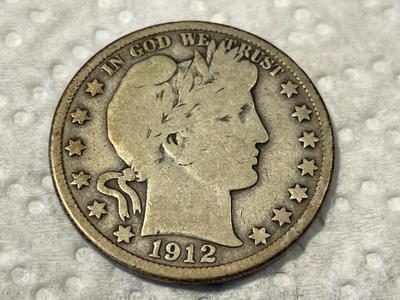 1912-D VERY GOOD CONDITION BARBER SILVER HALF DOLLAR AS PICTURED. FREE DOMESTIC SHIPPING.