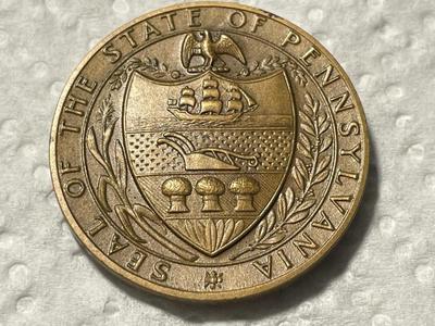 Scarce 1962 WILLIAM PENN High Relief 3D Bronze Medal by Medallic Art Co. 1.25" Diameter as Pic'd. FREE DOMESTIC SHIPPING.