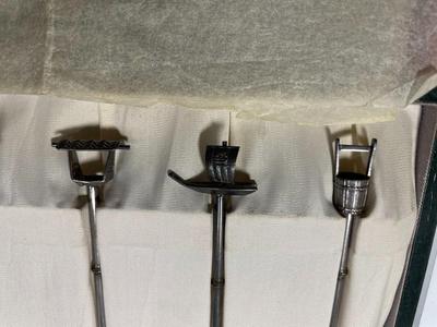 6 Vintage Japanese Tall Bamboo Solid .950 Sterling Silver Iced Tea 8.25" Spoons in a Box as Pictured. (Approx 4.13 Ounces TW).