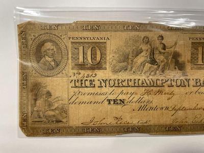 $10 1839 Allentown Pennsylvania Obsolete Currency Northampton Bank Note Bill Circulated Condition as Pictured. FREE DOMESTIC SHIPPING.