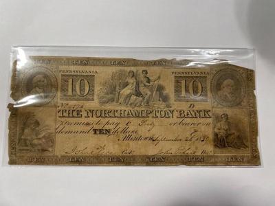 $10 1839 Allentown Pennsylvania Obsolete Currency Northampton Bank Note Bill Circulated Condition as Pictured. FREE DOMESTIC SHIPPING.