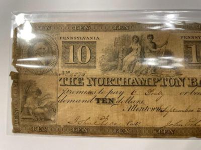 $10 1839 Allentown Pennsylvania Obsolete Currency Northampton Bank Note Bill Circulated Condition as Pictured. FREE DOMESTIC SHIPPING.
