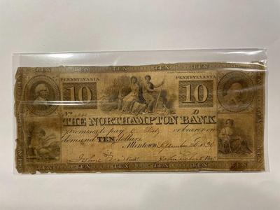 $10 1839 Allentown Pennsylvania Obsolete Currency Northampton Bank Note Bill Circulated Condition as Pictured. FREE DOMESTIC SHIPPING.