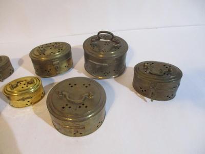 Vintage Brass Hinged Pierced Cricket Boxes
