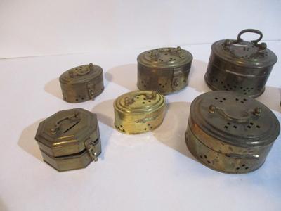 Vintage Brass Hinged Pierced Cricket Boxes