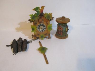 Small German Cuckoo Clock & Hand Made In Western Germany Candle