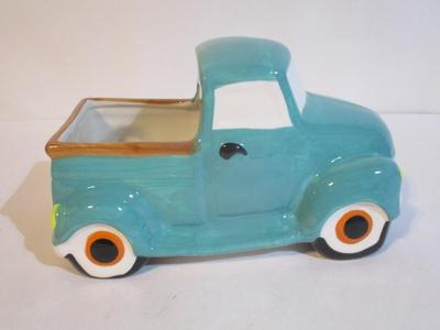 2 - New Robert Stanley Ceramic Teal Truck Planters