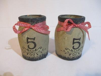 New Pair Of #5 Pottery Jars