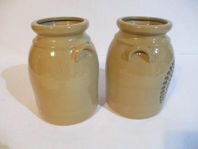 New Pair Of Decorative Stoneware Crocks