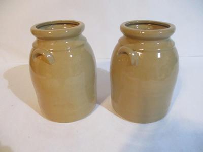 New Pair Of Decorative Stoneware Crocks