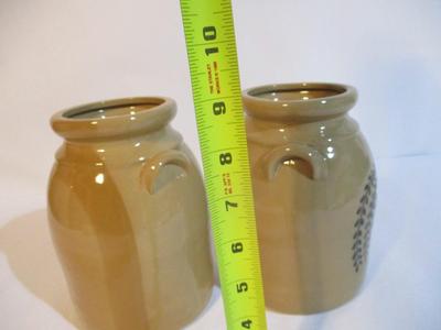 New Pair Of Decorative Stoneware Crocks