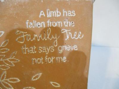 Approx 8" Tall Engraved Terracotta Planter "Family Tree"