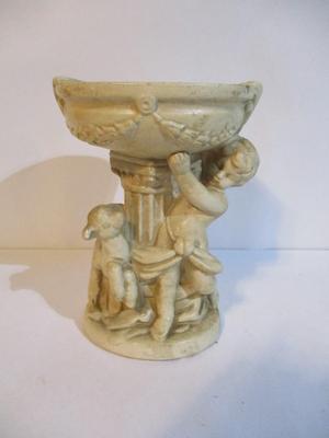Approx 8 1/2" Tall Vintage French Plaster Cherub Lamb Statue