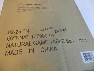 Natural Game Table Set 7 In 1 With Glass Chess Board