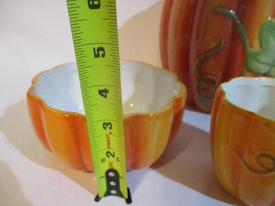 Vintage Pumpkin Coffee Mugs & Bowl & Pot