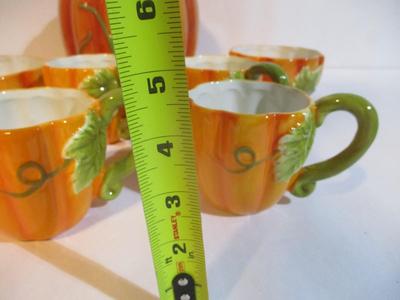 Vintage Pumpkin Coffee Mugs & Bowl & Pot