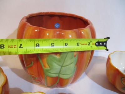 Vintage Pumpkin Coffee Mugs & Bowl & Pot