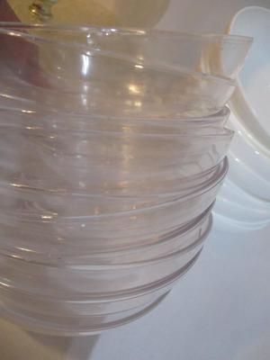 Plastic Bowls & 3 Tier Plastic Appetizer Stand