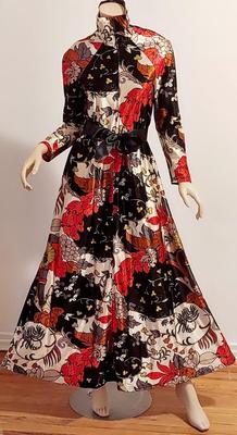 Vtg 60s Leisure Lady Novelty Hostess Maxi Dress