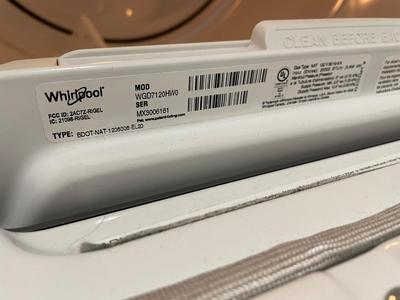 Whirlpool smart washer / gas dryer matching set purchased 2024
