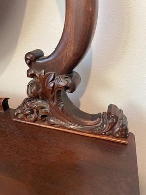 Antique Serpentine Mahogany Dresser Cabinet with Mirror Carved Wood Claw Foot