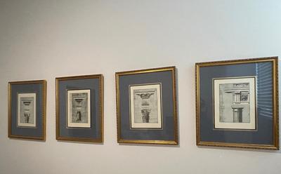 Set of four (4) Vintage Architectural Columns Pictures, Professionally Matted & Framed with glass inserts