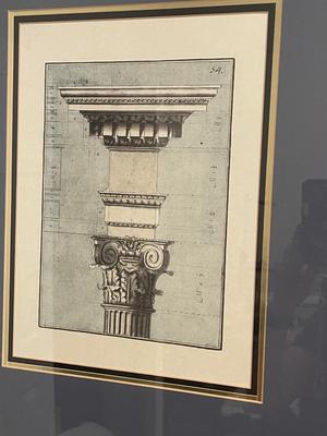 Set of four (4) Vintage Architectural Columns Pictures, Professionally Matted & Framed with glass inserts