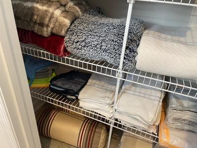 Linen closet full of Towles, blankets, misc linens