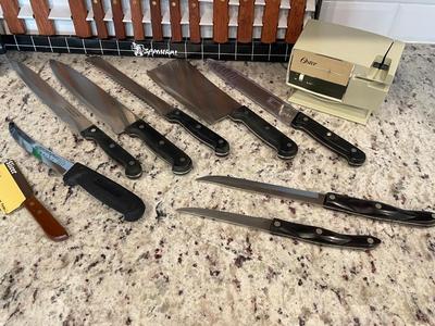 Misc kitchen utensil lot with sharpeners and food scale