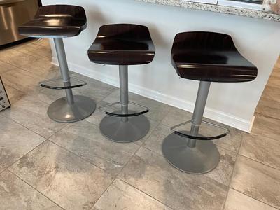 3 modern swivel height adjustable bar stools