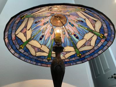 Dragonfly Night Sky Tiffany Stained Glass Table Lamp