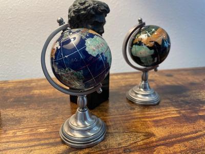Home Decor two small globes and bust