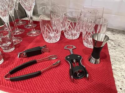 Crystal bar glass lot with extras