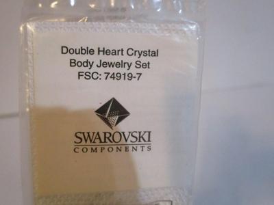 New Swarovski Double Heart Crystal Body Jewelry Sets