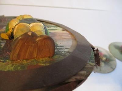 Antique Pair Of Convex Bubble Glass Dried Flowers Hummel Art Paintings & Prints
