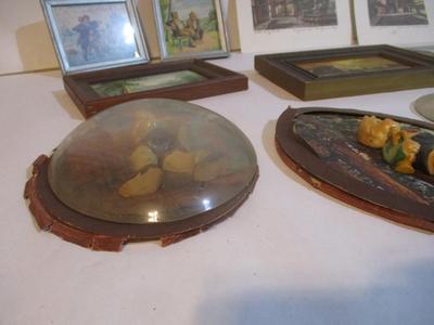 Antique Pair Of Convex Bubble Glass Dried Flowers Hummel Art Paintings & Prints