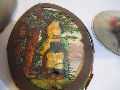 Antique Pair Of Convex Bubble Glass Dried Flowers Hummel Art Paintings & Prints