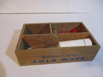 Vintage 1950's Helene Curtis Cold Wave Wooden Box