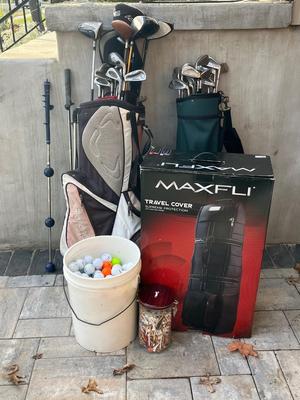 LOT 81G: Golf Collection - Bags, Clubs, Balls, Tees, Trainers, Travel Bag