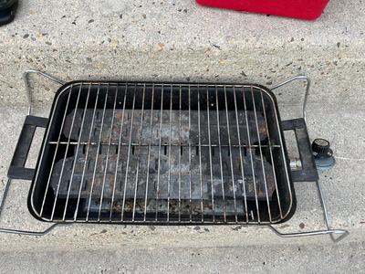 LOT 86G: Camping / Outdoors Equipment - Fishing Net, Cast Iron Pot, Binoculars, Lantern and More