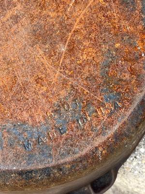 LOT 86G: Camping / Outdoors Equipment - Fishing Net, Cast Iron Pot, Binoculars, Lantern and More