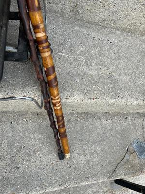 LOT 86G: Camping / Outdoors Equipment - Fishing Net, Cast Iron Pot, Binoculars, Lantern and More