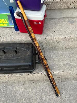 LOT 86G: Camping / Outdoors Equipment - Fishing Net, Cast Iron Pot, Binoculars, Lantern and More